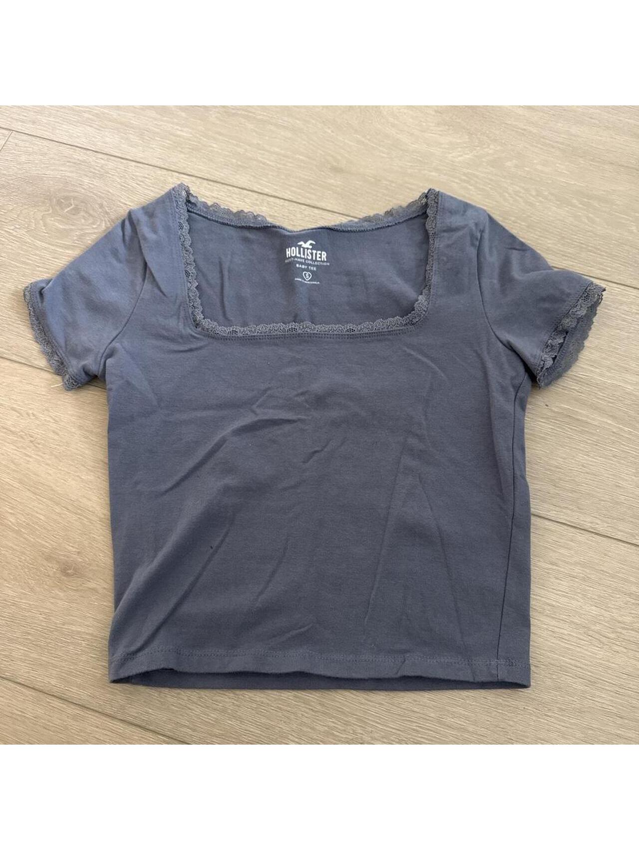 Hollister Dark Purple Blueish Lace Trim Top #Lace